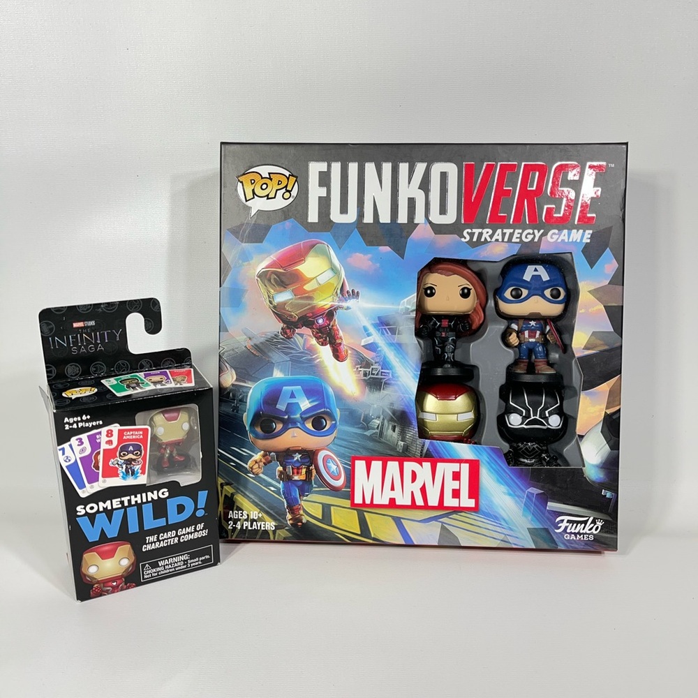 Funko Marvel Card Game & Funkoverse Strategy Board Game Bundle
